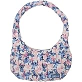 Disney Stitch Poses All-Over Print 17" Pink Quilted Ruched Tote Bag