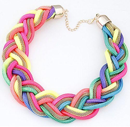 Multiple Mesh Twisted Rope Cords Colorful Bib Collar Necklace