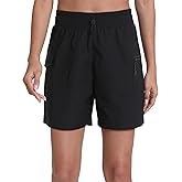TrekChic Women's Quick Dry Hiking Cargo Shorts with Zipper Pockets Lightweight Athletic Shorts for Workout Travel Camping