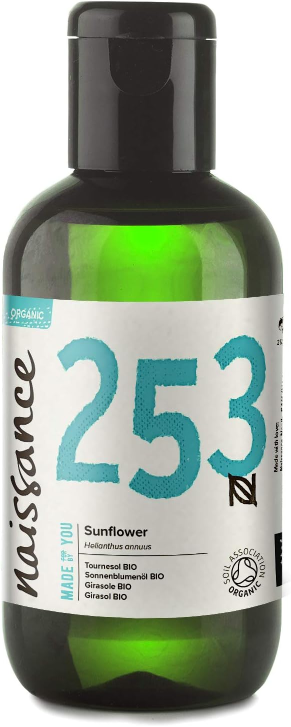 Naissance Organic Sunflower Oil 100ml - Certified Organic and Vegan - Hydrating and Moisturising Oil for Skin
