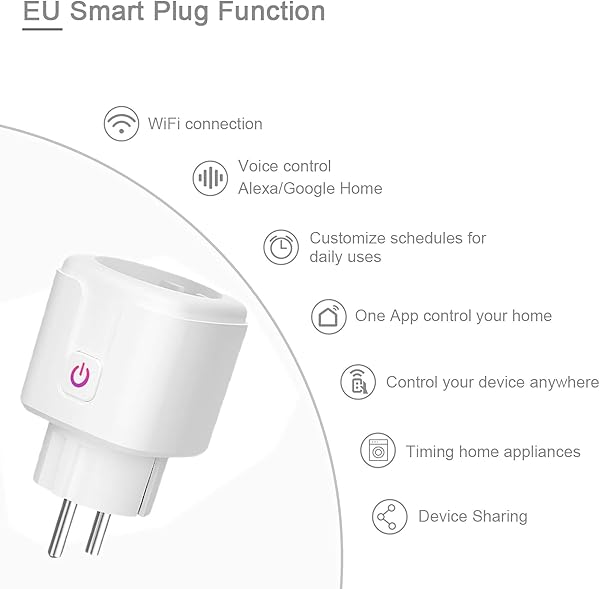 16A Smart Steckdose funktioniert mit HomeKit 24 GHz WIFI Inteilligent Stecker kompatibel mit Siri Alexa Assistant SmartThings Energieberwachung Timer kein Hub erforderlich 1packMit LED Licht