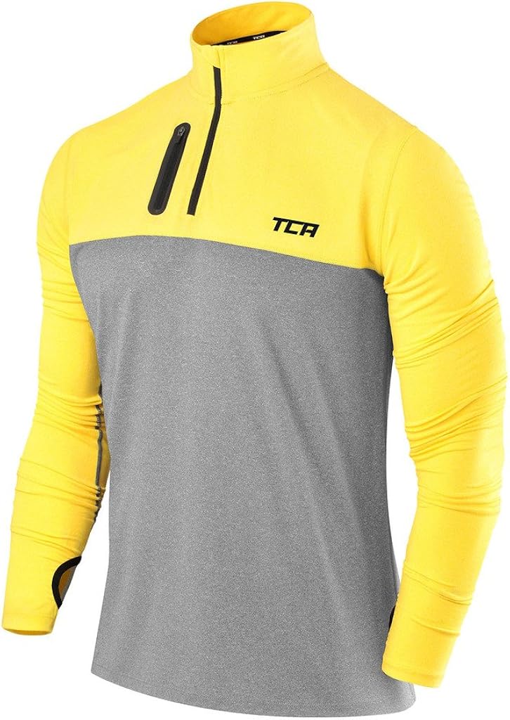 TCA Men's Fusion Pro Quickdry Long Sleeve Half-Zip Running Shirt: Clothing