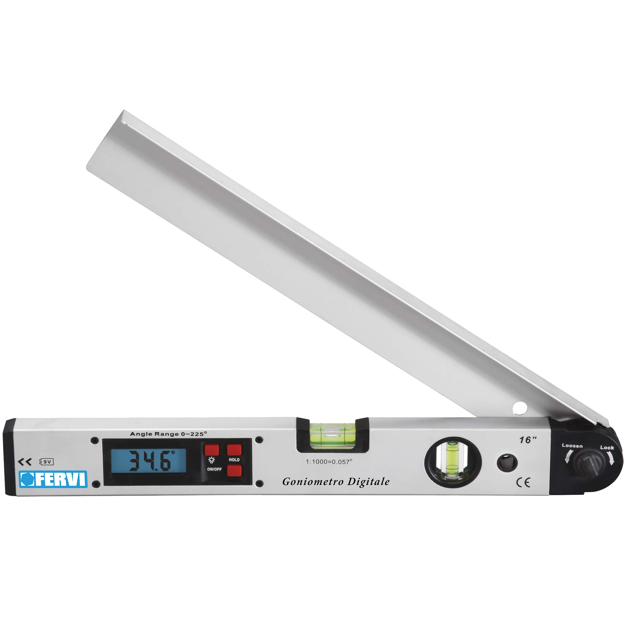 Fervi Digital Protractor and Spirit Level with 2 Ampoules G008