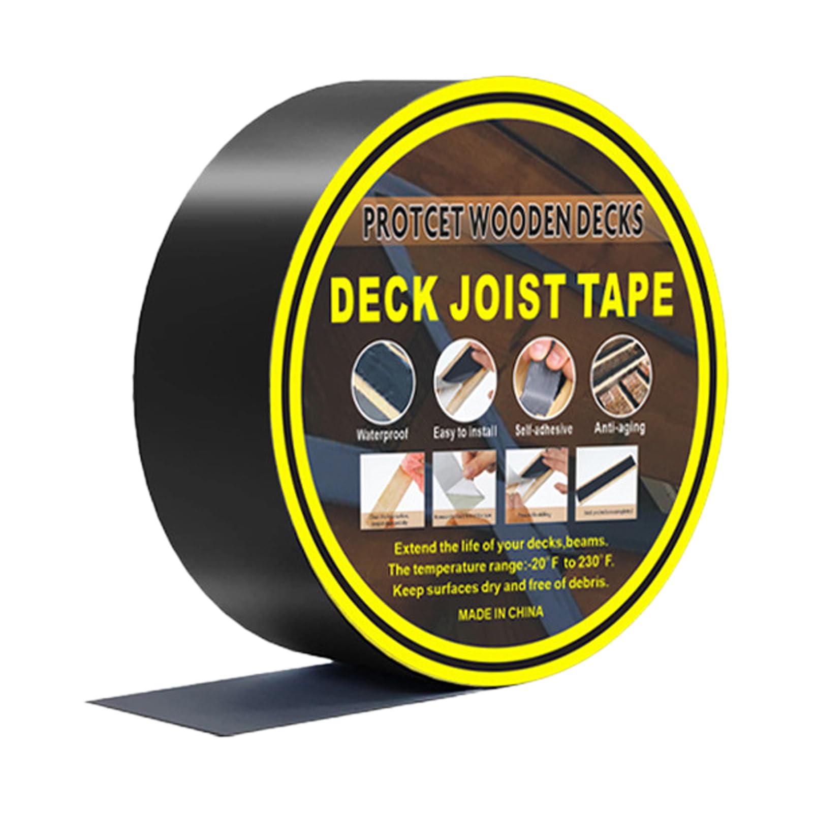 ALI2 Joist Tape 15cm x 15m,Butyl Tape,Deck Joist Tape,Waterproof Joist Tape for Decking,Thickness 0.7 mm, Waterproof Roof Tape,Waterproof Tape for Terrace,Joists,House Roof,Black (5 cm x 15 m)