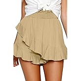 FRTROIN Skorts Skirts for Women Fashion Mini Wrap Skirt Flowy Linen Cotton High Waisted Shorts for Summer