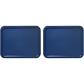 Replacement Lids fits Pyrex 6-Cup Glass Food Storage Container Bowls, (8.75 x 6.75-Inch) Plastic Rectangle Lids Covers for Pyrex 7211-PC, Airtight & Leakproof (2-Pack, Blue)