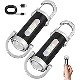 2PCS Portable Rechargeable Bright Keychain Flashlight, 1200 Lumens EDC Waterproof Mini Keychain Flashlight, Type-C USB LED Light, 7 Lighting Modes for Camping, Searching, Walking and Hiking