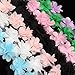 Yalulu 5 Yards 3D Chiffon Cluster Flowers DIY Lace Trim Dress Decoration Tulle Fabric Applique Trimming Craft Sewing (Pink)