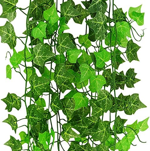 24 Strands 188FT,100 PCS Leaves per Strand,Realistic Artificial Ivy Vines CLTPY Hanging Garland for Outdoor Home Garden Office Wedding Backdrop Table Centerpiece Decor,Included Green Plastic Ties
