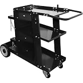 Weldpro 3-Tier Heavy Duty Welding Cart, Welder Cart for MIG/TIG Welder &amp; Plasma Cutter, 400Lbs Capacity Rolling Welding Trolley with 360&deg;Swivel Wheels &amp; Safety Chains