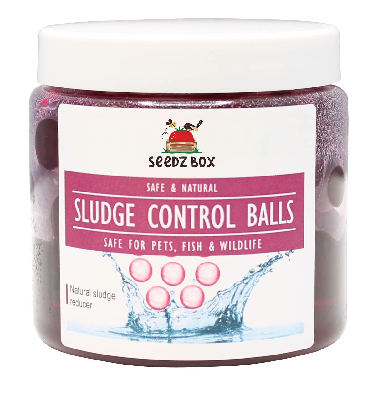 Pond Clear Water Treatment - Pond Sludge Cleaner - Safe For Pets And Fish - Natural Pond Sludge Control Balls 300ml - 1 Pot Treats 1350 Litres - Use Three Times A Season - Seedzbox