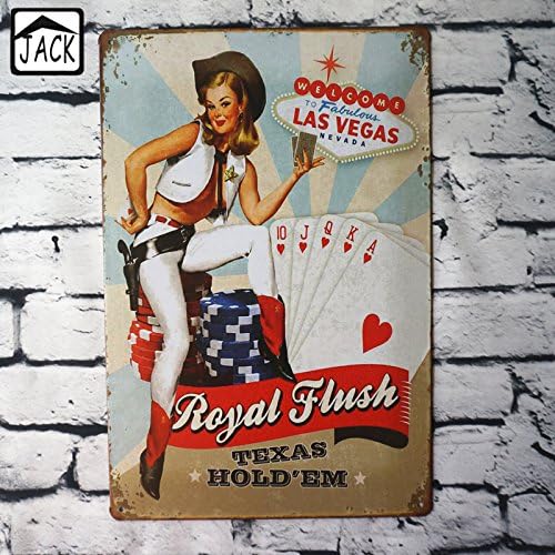 Ovo Painting LAS VEGAS Royal Flush Vintage Plate Metal Tin Signs Wall Decor Garage Club Pub Cafe Shop Home Retro Plaques