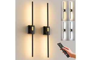 10000mAh Battery Operated Wall Sconces - Set of 2 Rechargeable Wall Decor Lights with Remote, 360°Rotate Dimmable Black Gold 