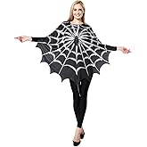 ReneeCho Women’s Web Poncho Bat Vampire Halloween Costume Adults Spider Black Cosplay Dress up Cape Plus Size
