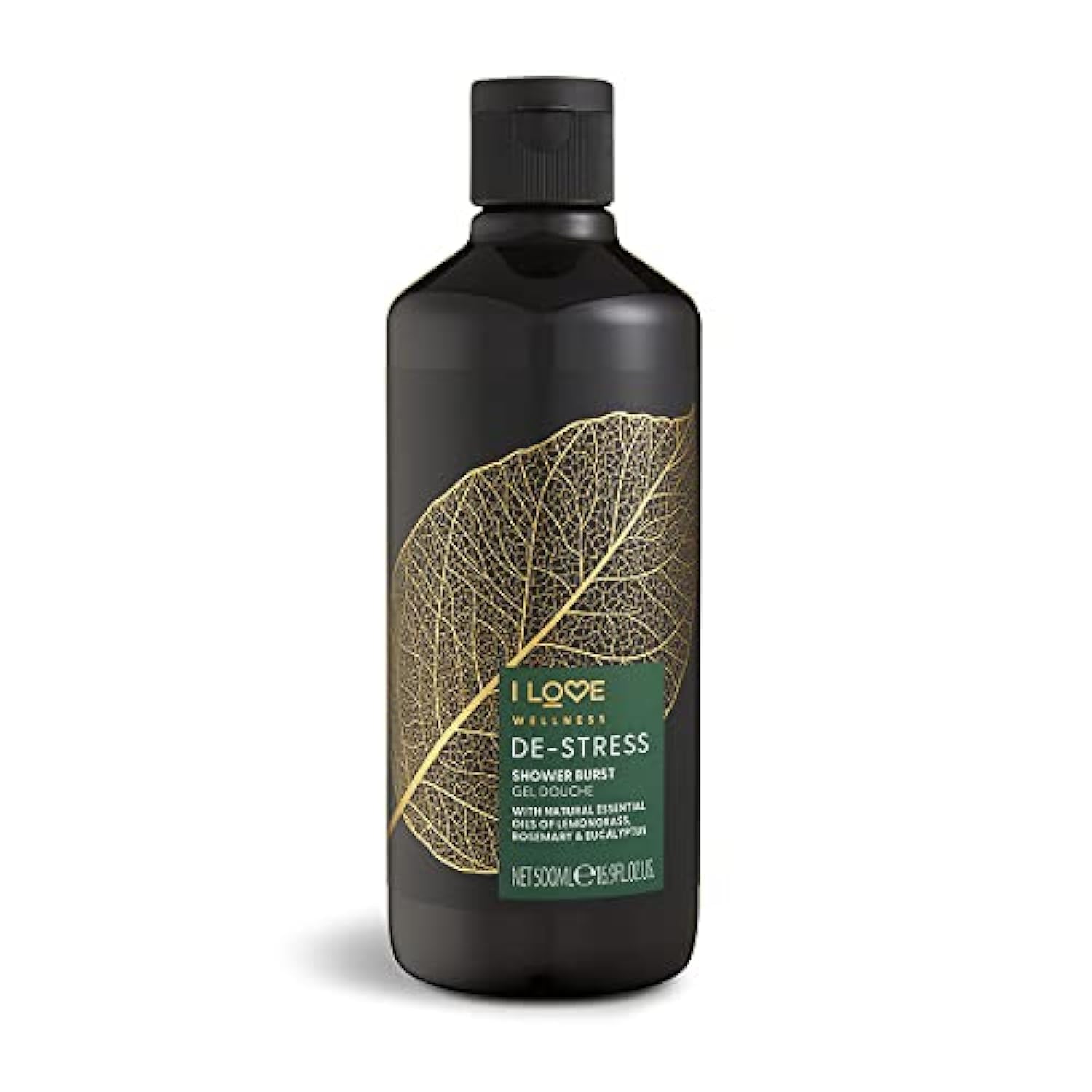 I Love Wellness De-Stress Shower Burst – Invigorating Body Wash with Lemongrass, Rosemary & Eucalyptus Essential Oils – Refreshing & Uplifting – Vegan & Cruelty-Free – 500ml