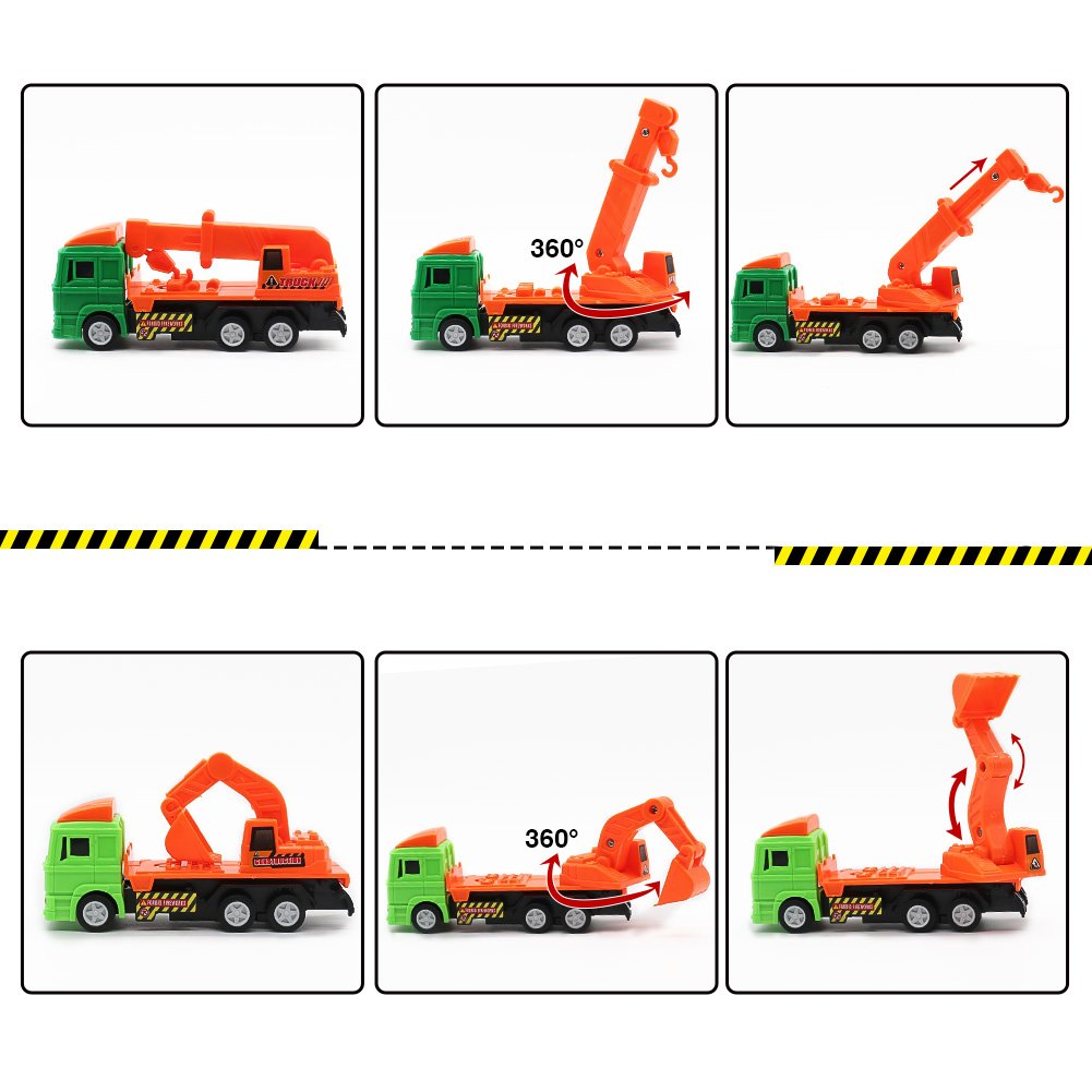 Nuheby Toy Cars 12pcs Push and Go Friction Cars Pull Back Cars Digger Crane Dumper Tanker Toy Mixer Toy Truck Vehicle Engineering Car Model for Kids 3+