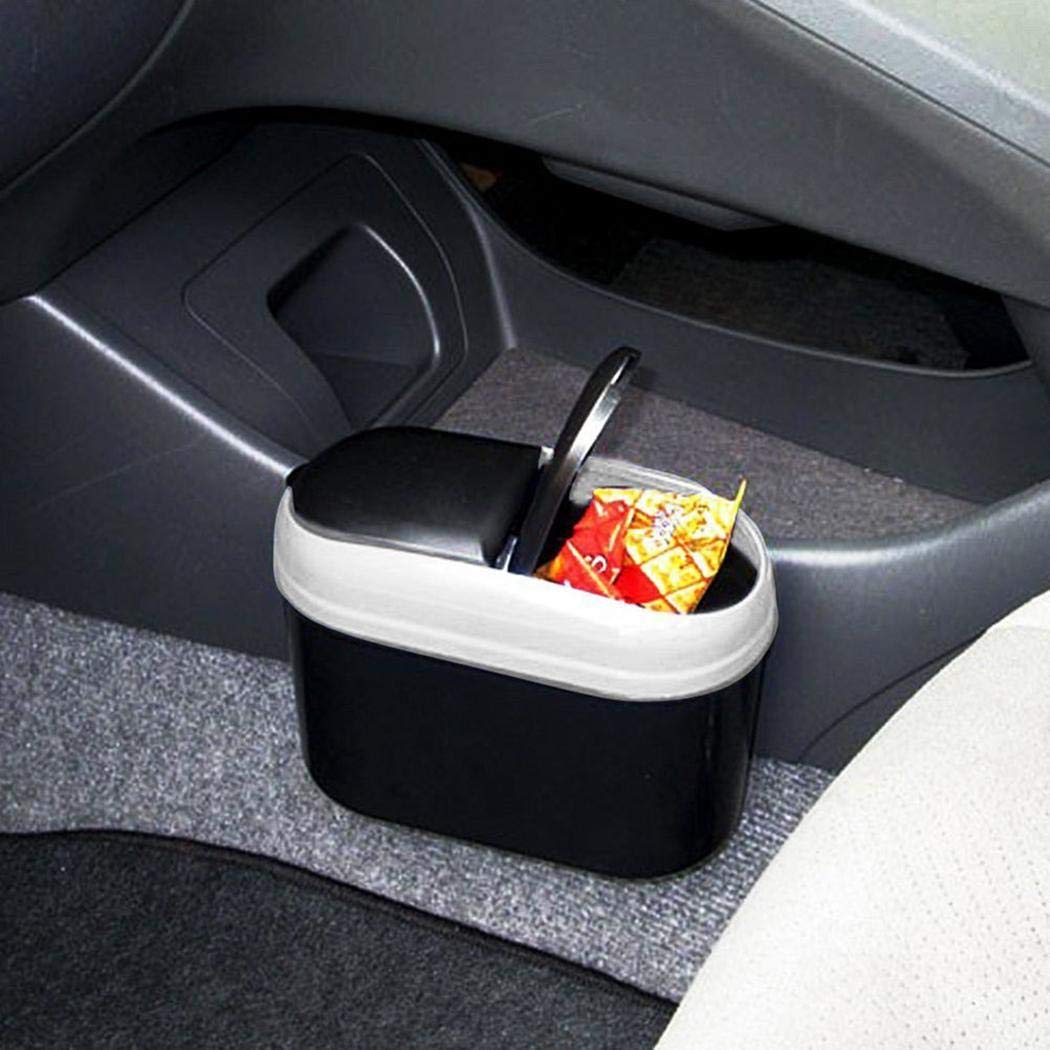 junnire Dual Side Lid Car Vehicle Plastic Trash Can Garbage Bin Storage Box Garbage Cans