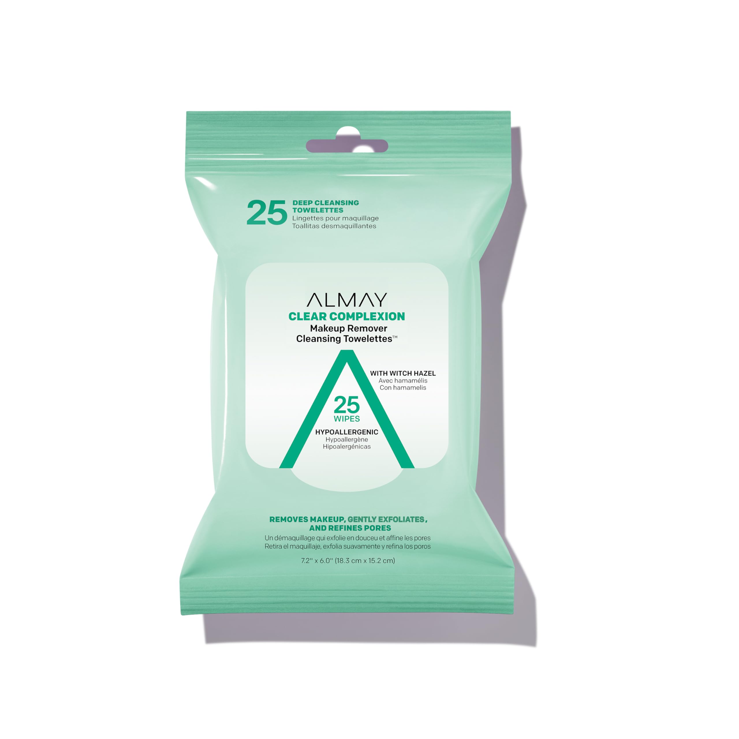 Almay Makeup Remover Cleansing Towelettes, Clear Complexion Wipes for Oily & Acne Prone Skin, Hypoallergenic, Cruelty- & Fragrance-Free, 25 count