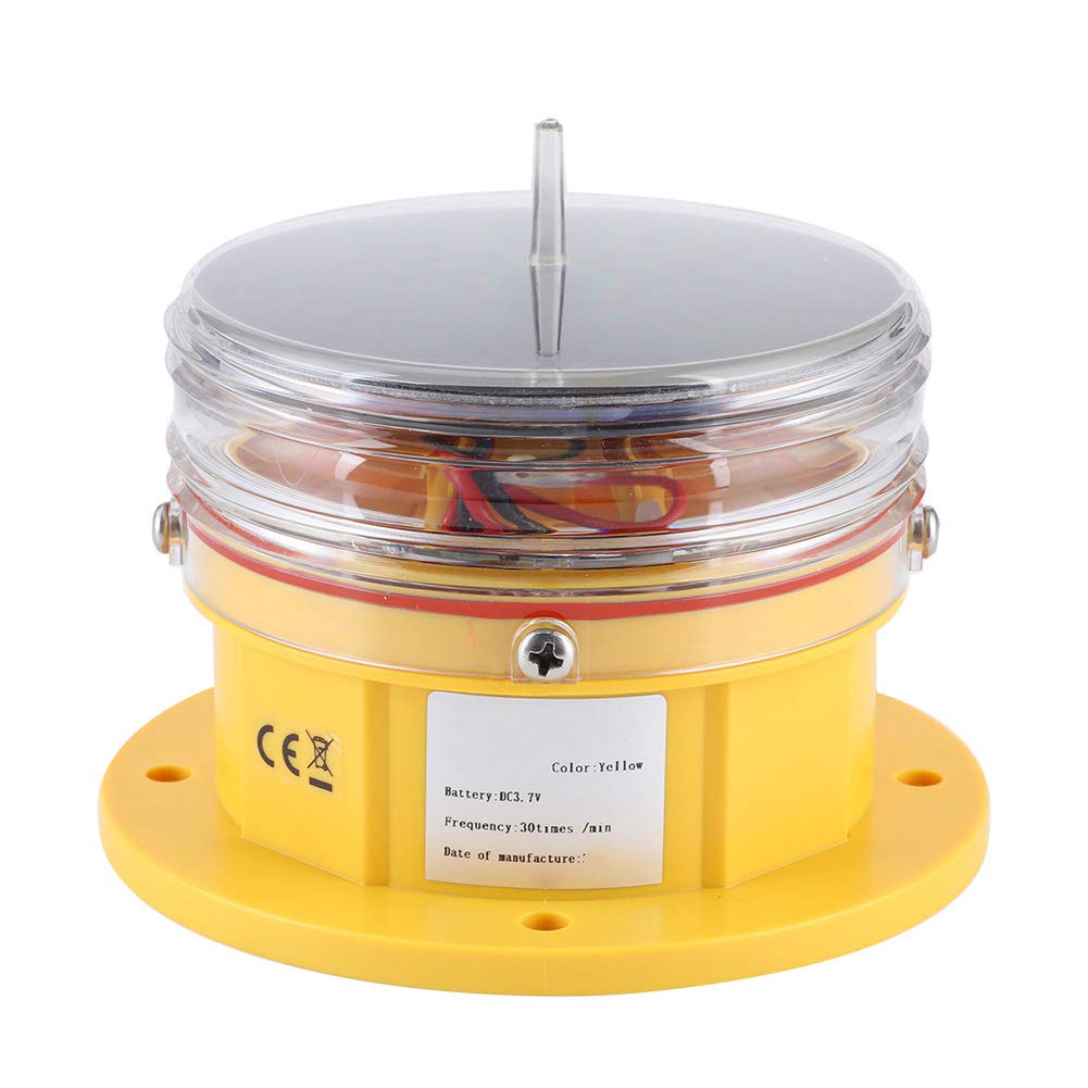 Solar Safety Light LED IP68 Waterproof Yellow Light Ship Beacon Light Navigation Light Flashing Floating Marine Boat Accessories for Traffic Barriers Airport Runways