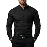 PRATEE Men's Shirts Cotton Blend Solid Long Sleeve Formal Shirt Business Casual Button Down Shirts