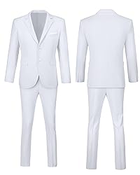 Fxzpiodi Mens White Slim Fit 2 Piece Suit, Single