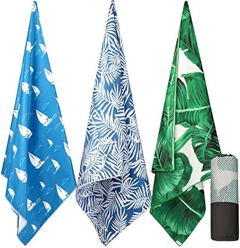 Dafunna Microfiber Beach Towel, Quick Dry Travel Towel Large Size (60″x 30″) Lightweight and Compact Sports Towel with Carry Bag