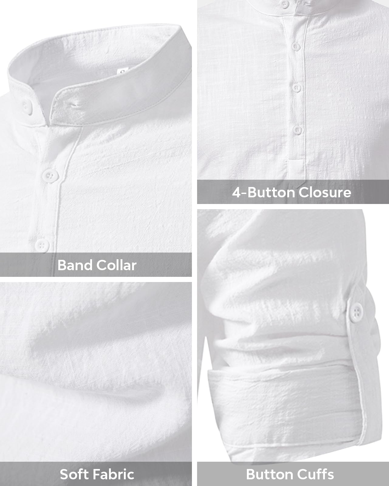 Cotton Linen Shirts for Men Casual Shirts Lightweight Long Sleeve Henley Beach Shirts Hawaiian T Shirts for Men