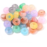 Xeahung 100PCS Acrylic Crystal Beads Round Crackle Beads Charms for Jewelry Making Bracelets Large Hole Spacer Beads for Hanging Charms DIY Art Christmas Ornament Birthday Gifts (Colourful)