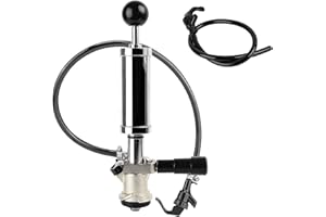 Roastove Keg Party Pump, American D System, 4 Inch Picnic Pump with Black Beer Faucet & Beer Hose, with 2 Hose Clamps