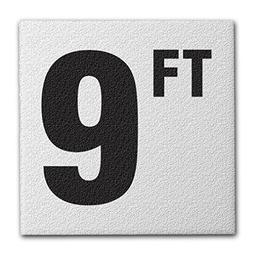 Ceramic Swimming Pool Deck Depth Marker " 9 FT " Abrasive Non-Slip Finish, 4 inch Font
