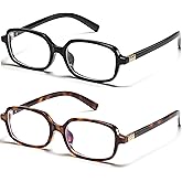 hnbliv Retro Rectangle Blue Light Blocking Glasses for Women 90s Fake Eyeglasses Y2K Fashion Computer Glasses Tortoise Frame