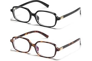 hnbliv Retro Rectangle Blue Light Blocking Glasses for Women 90s Fake Eyeglasses Y2K Fashion Computer Glasses Tortoise Frame