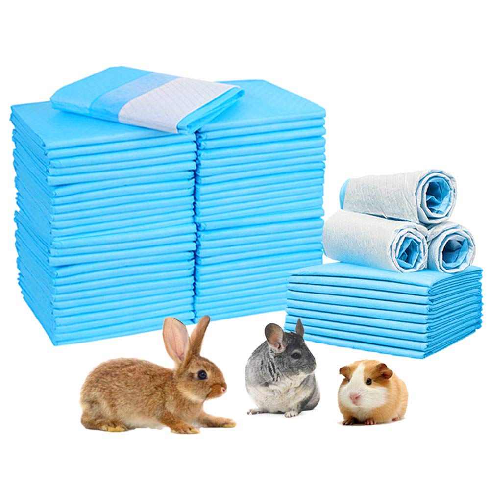 Amakunft Rabbit Pee Pads, Pet Toilet/ Potty Training Pads, Super Absorbent Guinea Pig Disposable Diaper for Hedgehog, Hamster, Chinchilla, Cat, Reptile and Other Small Animal (Blue, 50pcs-18"x13")