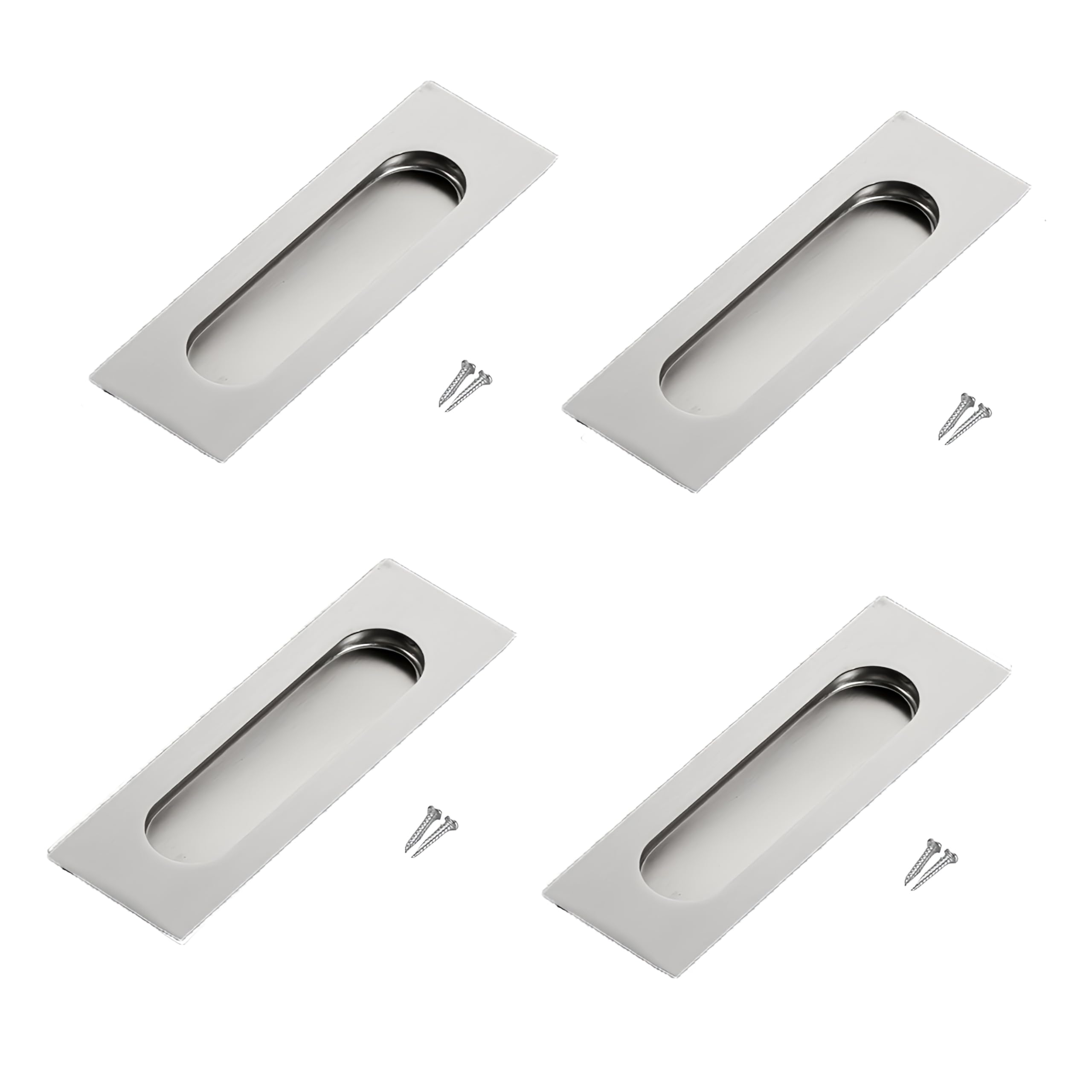 HLJMRD 4 Pack Brushed Stainless Steel Flush Door Handles, Recessed Finger Pulls, Recessed Sliding Door Handles for Pocket Doors, Flush Pull Handle for Cabinets and Drawers(120mm Length)