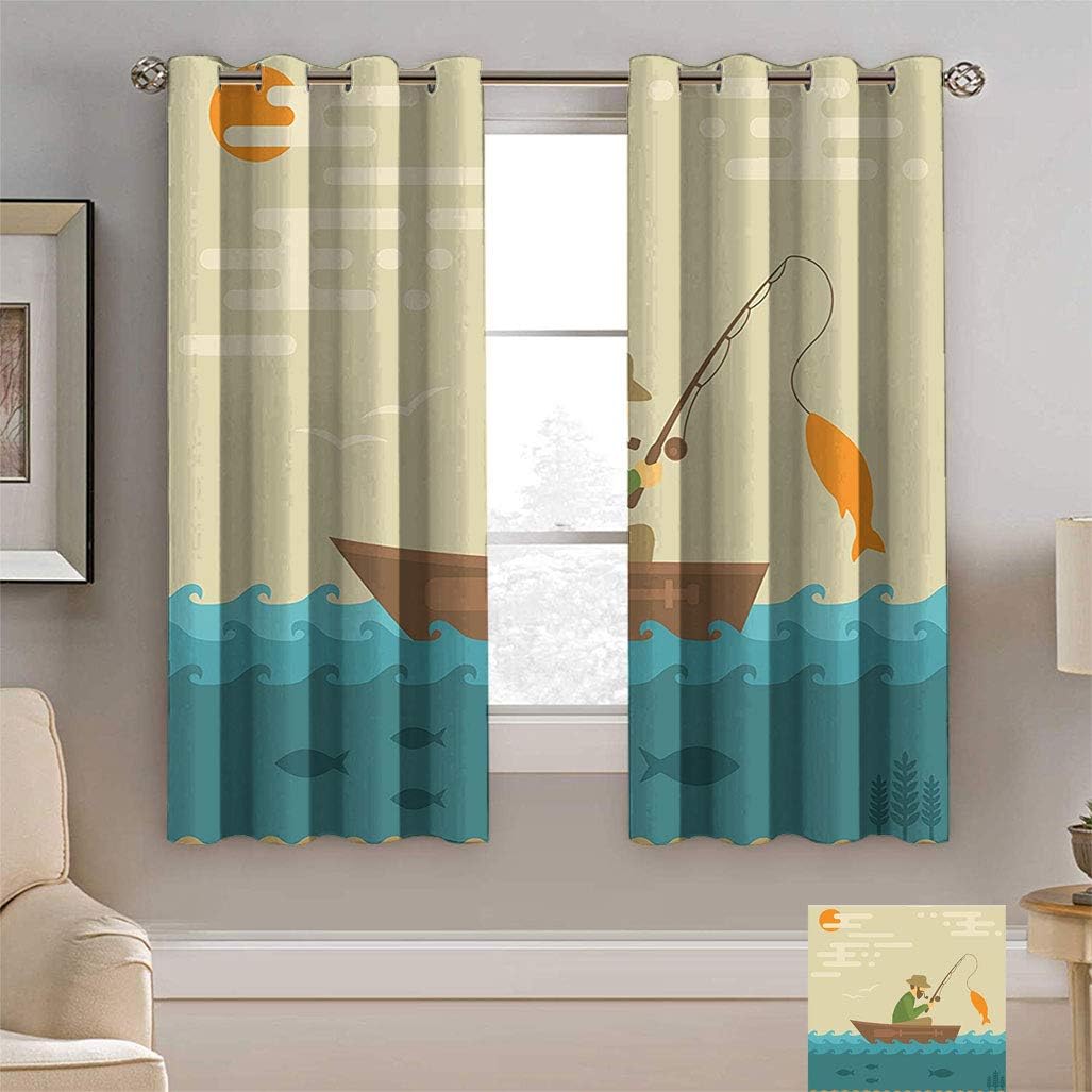 Yaliaprint Amazing Fishing Decor Curtains, Digital Coastal