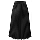 NREALY Skirt Womens Solid Pleated Elegant Midi