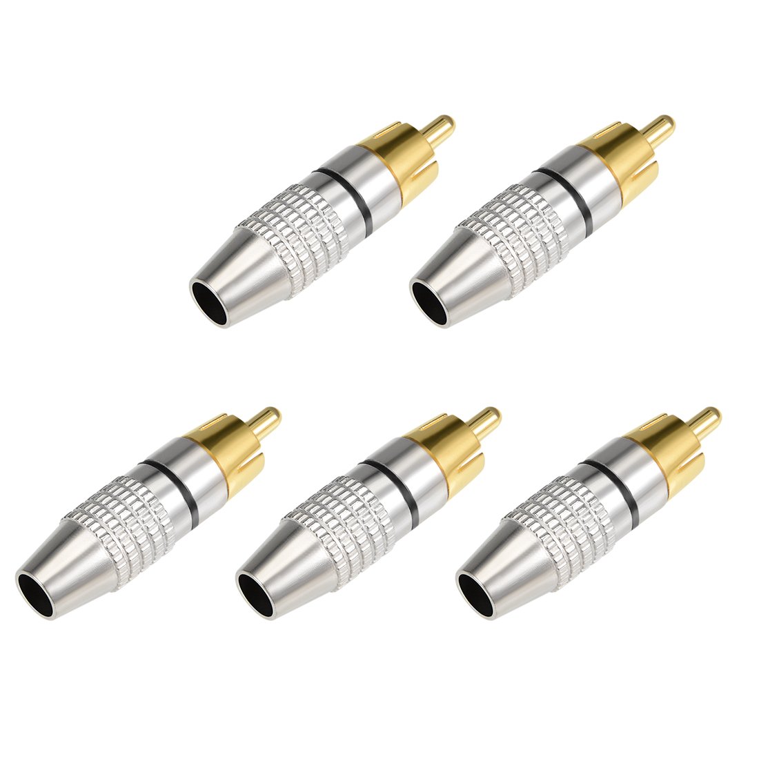 sourcing map RCA Male Gold Video Adapter Connectors 5pcs