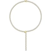 Zoryxia Gold-Plated Brass CZ Tennis Y Necklace for Women, 16" Lariat Choker with Bar Drop – Dainty Layering Riviera Chain, Sparkly Bridal Gift