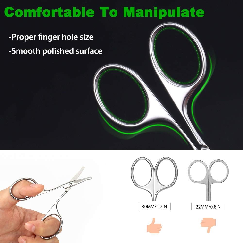 FERYES Nose/Ear Hair Scissors and Eyebrow Scissors Set, 2PCS Makeup Scissors for Facial Hair Trimming, Straight and Rouned Tip Small Grooming Scissors for Men and Women: Home Improvement