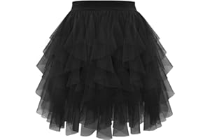 Womens Summer Mesh Pleated Tutu Skirt | High Waisted Fluffy Layered Cake Skirt | Mini Skort for Stage Performance