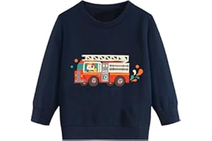 Tkria Boys Sweatshirt Monster Truck Train Toddler Sweater Cotton Long Sleeve Shirt Pullover 1-7T