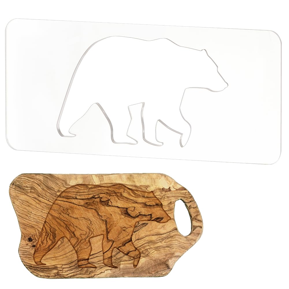 BENECREAT Acrylic Bear Router Template, Clear Router Inlay Template for Woodworking and Craft, Transparent Acrylic Template for Student Painting Supplies, Craft Projects (30×12.7cm)