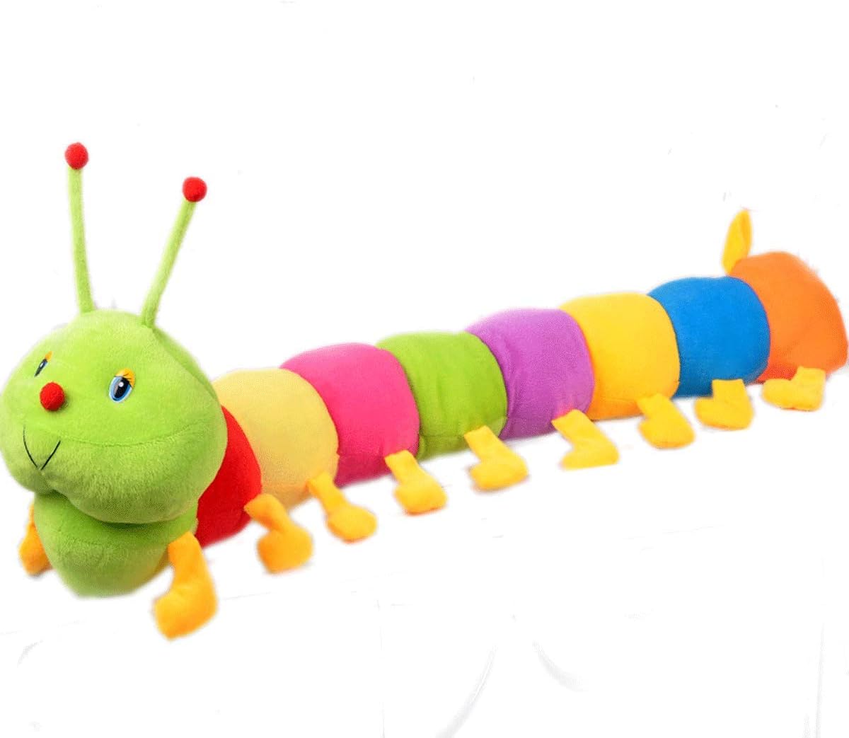 CJY Colorful Caterpillar Stuffed Plush Toy 47 Inch Long Throw Pillow Cushion for Christmas New Year Birthday Gift (47 inch)