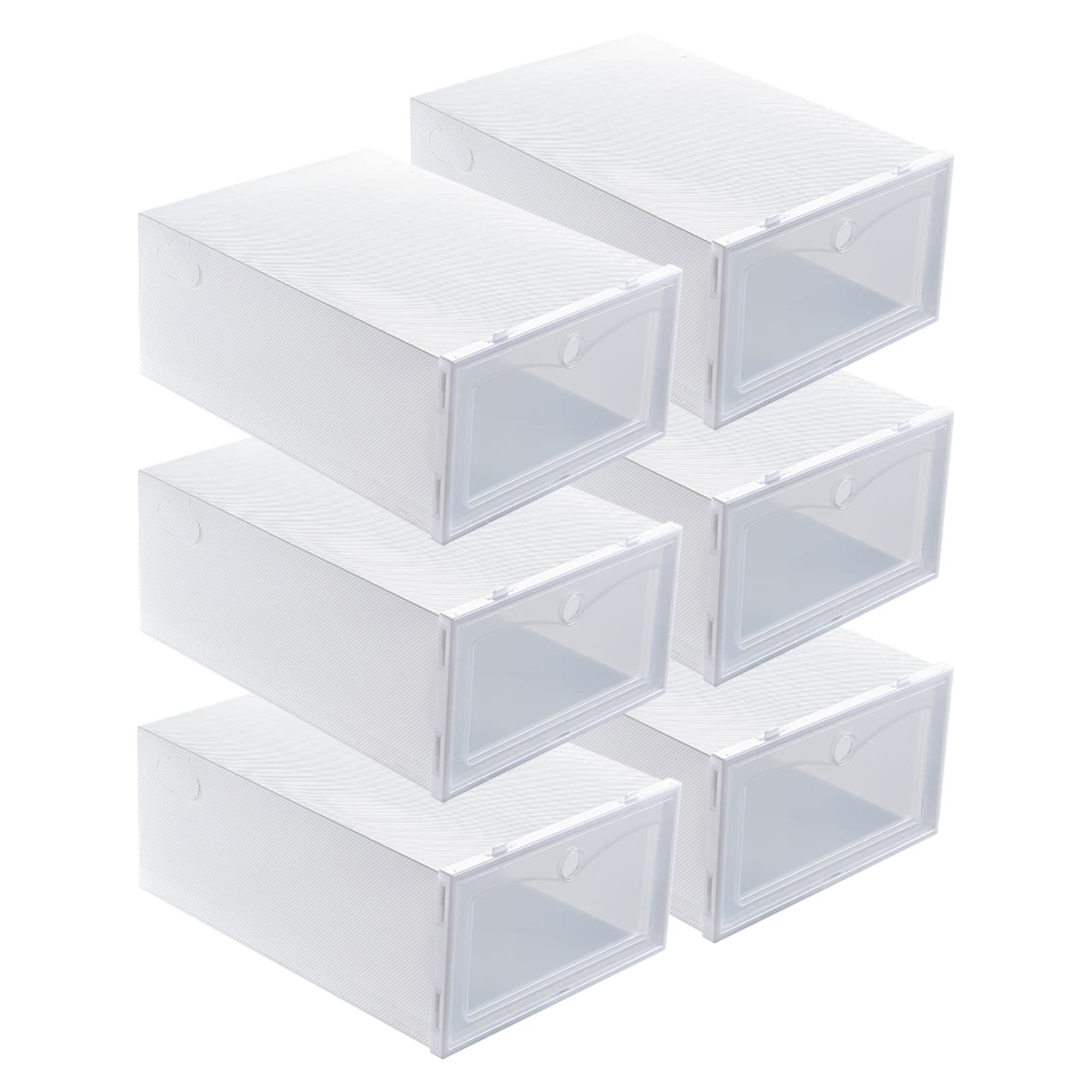 Atyhao 6PCS Shoe Box, Shoe Storage Boxes Clear Plastic Stackable, Shoe Containers with Magnetic Door, Sturdy Plastic Shoe Organizer For Closet, Space Saving Shoe Holder