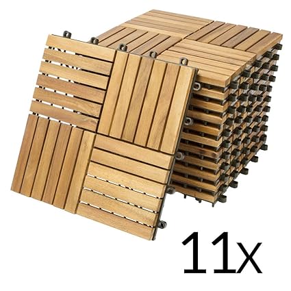 Deuba Dalles De Jardin En Bois Dacacia Huilé 30 X 30 Cm 11 Dalles Soit 1m² Clipsable Terrasse Balcon Jardin Piscine