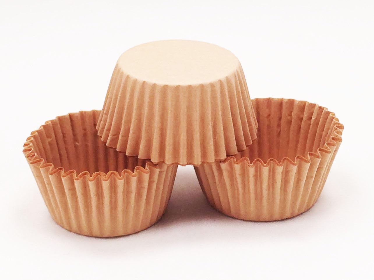 Package of 48Pcs Baking Cups Round MINI Brown Kraft Craft Paper Greaseproof Cupcake Liners Candy Truffle Cups Brownie Candy Putting Cookie Disposable Decorating Supplies for Wedding Birthday Party