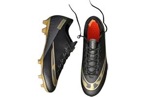 Fenlogft Unisex Sizes Leather Soccer Cleats with Lace-Up for Training Firm Ground & Turf - Men, Women, Boys & Girls American Football Shoes Boot