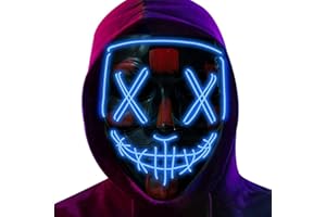 Poptrend Halloween Mask LED Light up Mask for Festival Cosplay Halloween Costume Masquerade Parties,Carnival,Gifts (Blue)