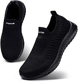HKR Womens Slip On Trainers Breathable Memory Foam Insole All Black UK 5.5