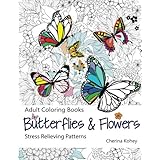 Adult Coloring Book: Butterflies and Flowers :  Stress Relieving Patterns (Volume 7)